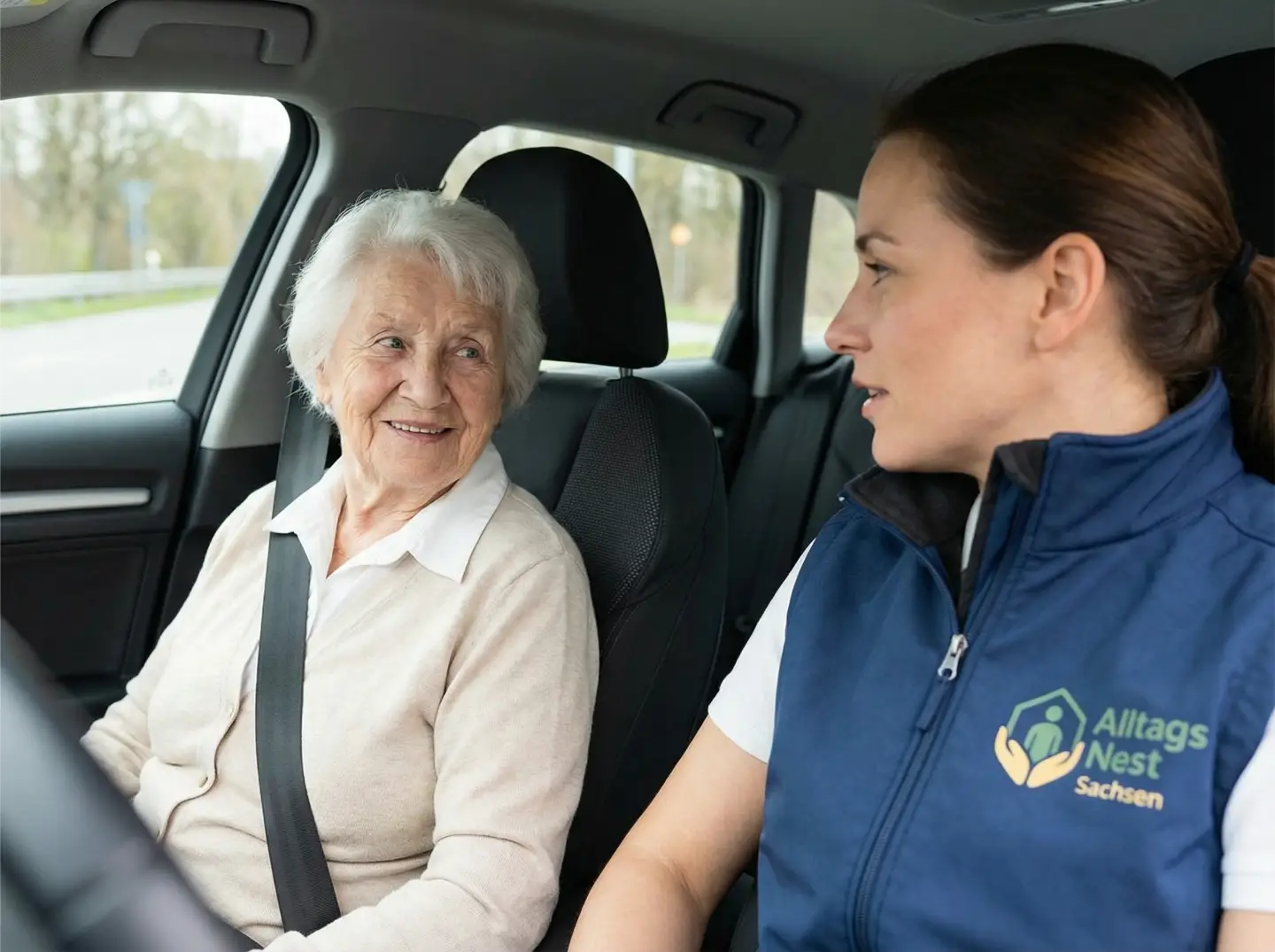 Seniorin wird gefahren