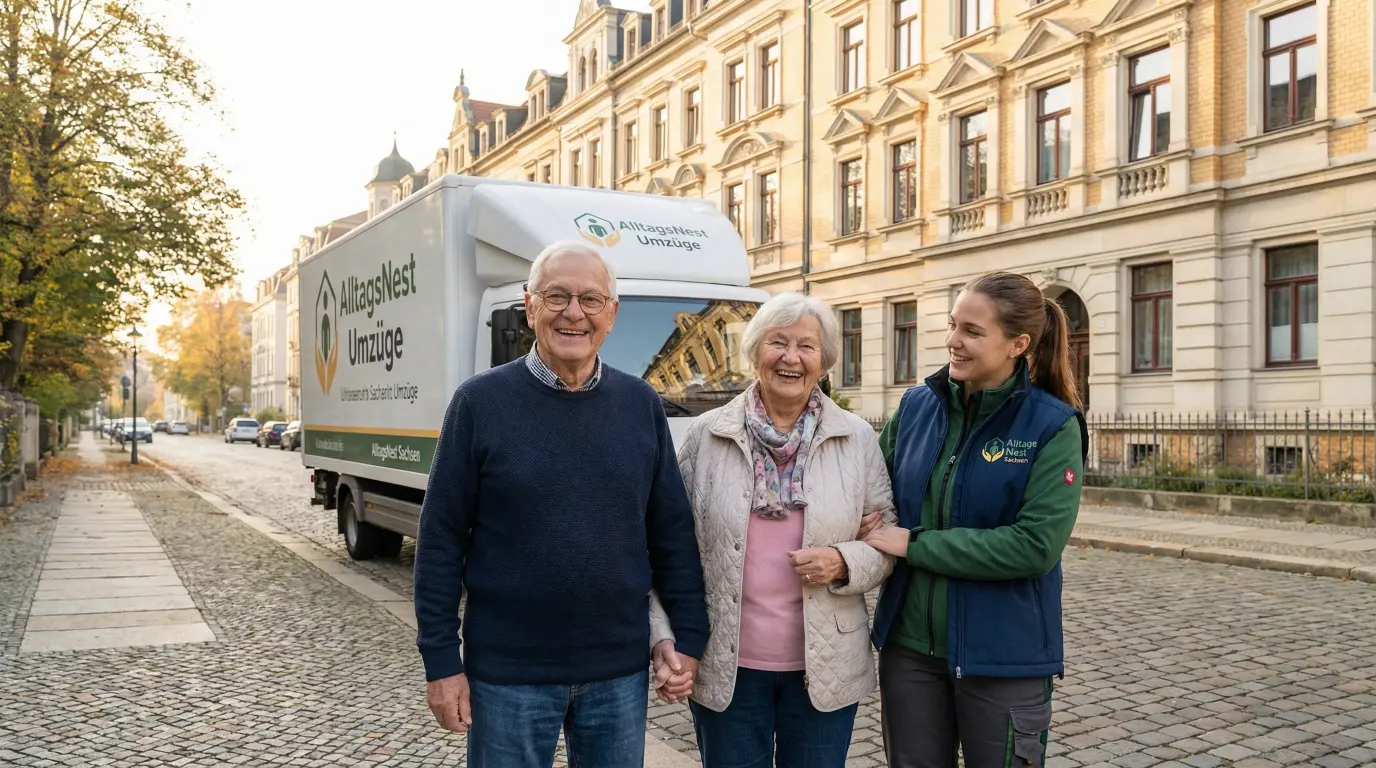 Seniorenumzug Dresden – AlltagsNest Team hilft einer Seniorin beim Umzug